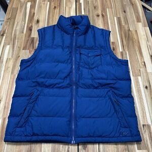 REI Puffer Vest Mens XL Blue Goose Down Full Zip Outdoor Pockets Utility